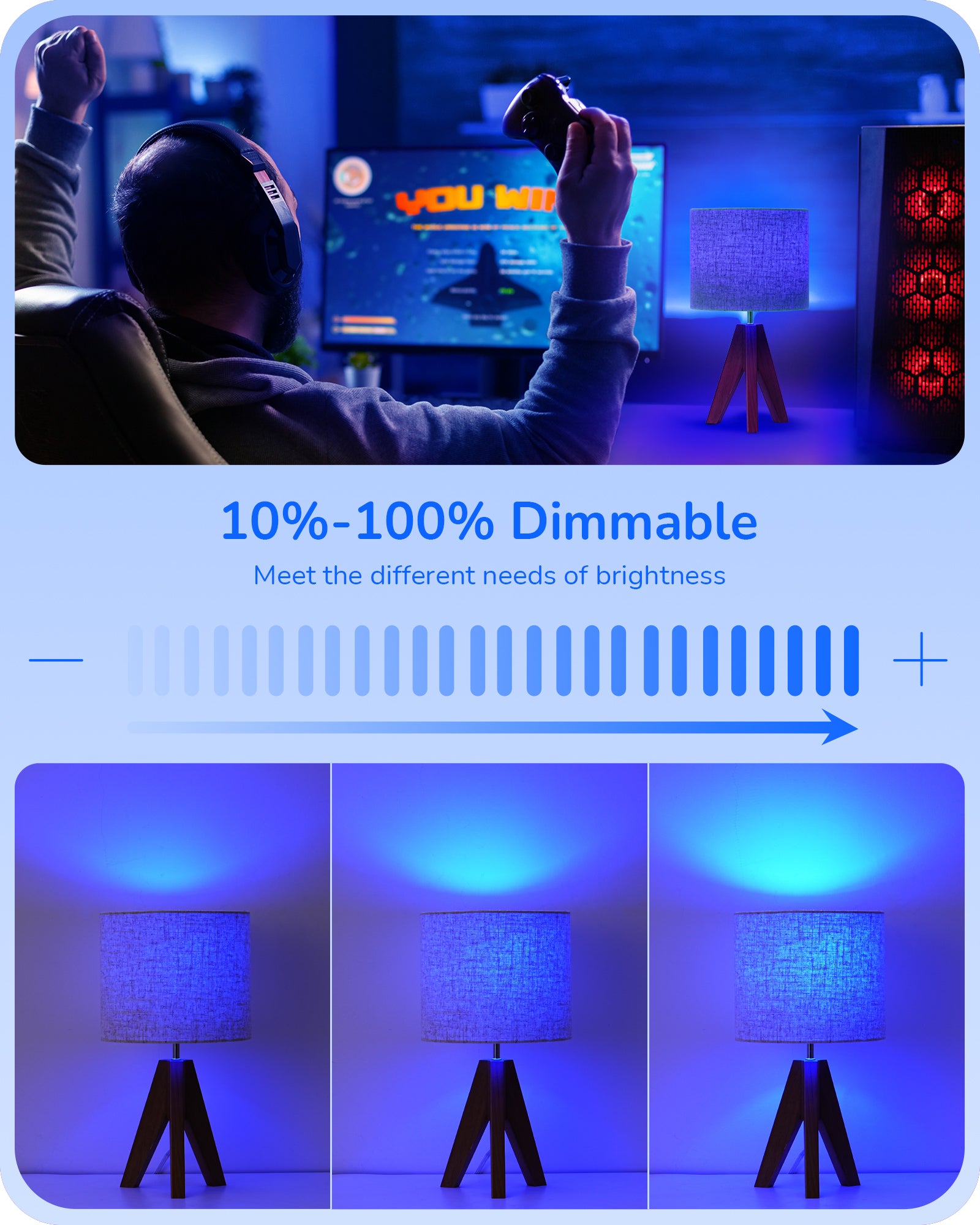 EDISHINE 4 Pack Dimmable Blue Light Bulb-HDCF19H-B2B