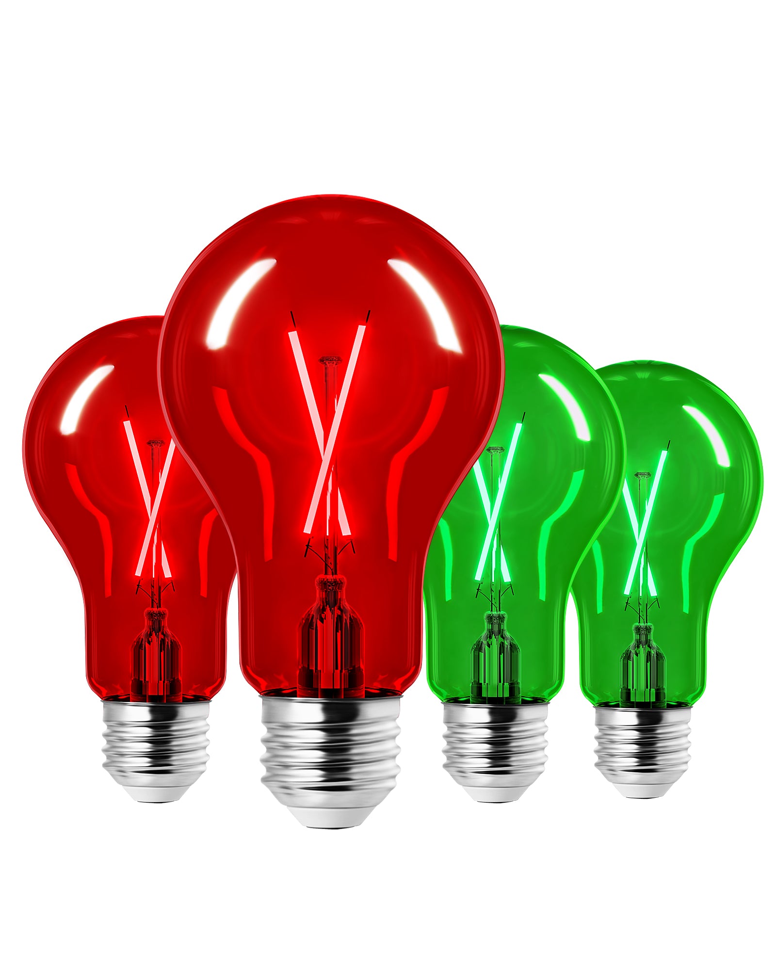 EDISHINE 4 Pack Red & Green Dimmable Light Bulb-HDCF19J-B2B