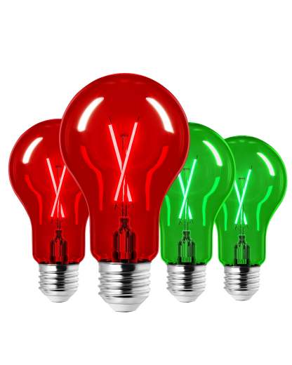 EDISHINE 4 Pack Red & Green Dimmable Light Bulb-HDCF19J-B2B