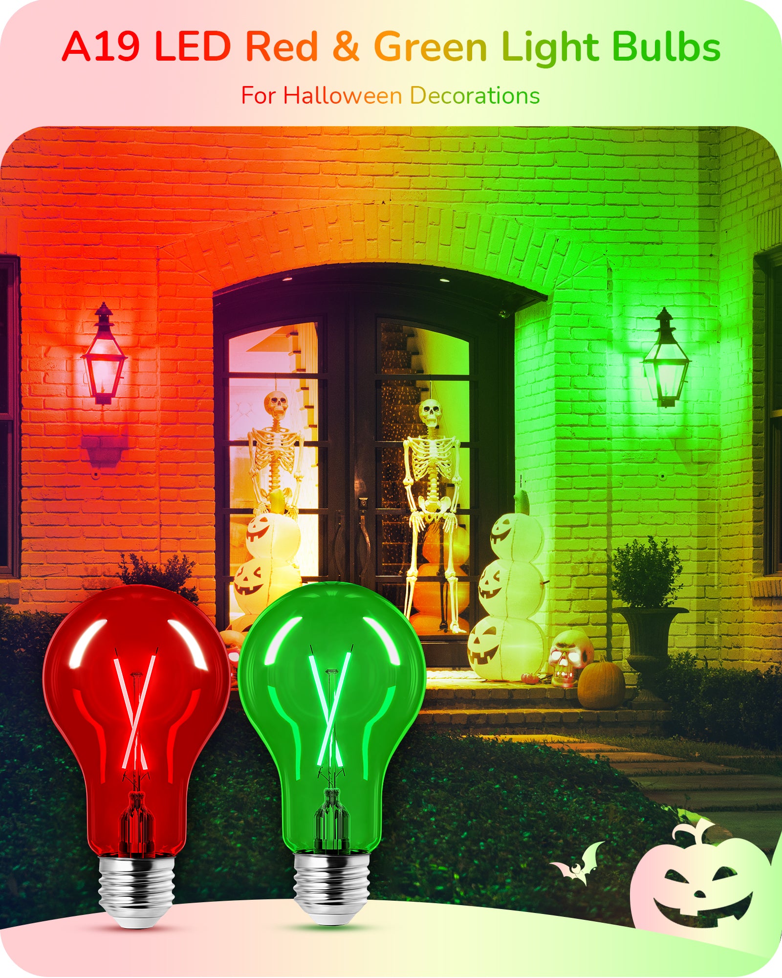 EDISHINE 4 Pack Red & Green Dimmable Light Bulb-HDCF19J-B2B