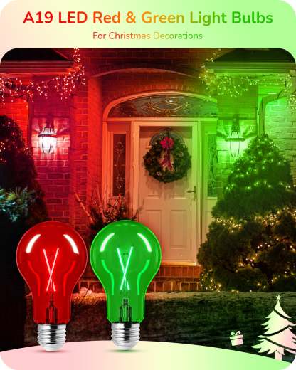 EDISHINE 4 Pack Red & Green Dimmable Light Bulb-HDCF19J-B2B