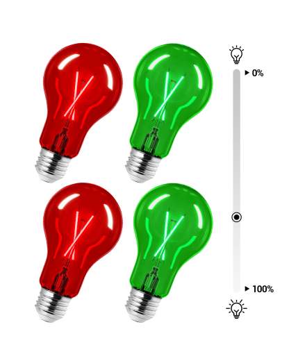 EDISHINE 4 Pack Red & Green Dimmable Light Bulb-HDCF19J-B2B