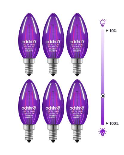 EDISHINE 6 Pack Dimmable Purple Light Bulb-HDCF35A