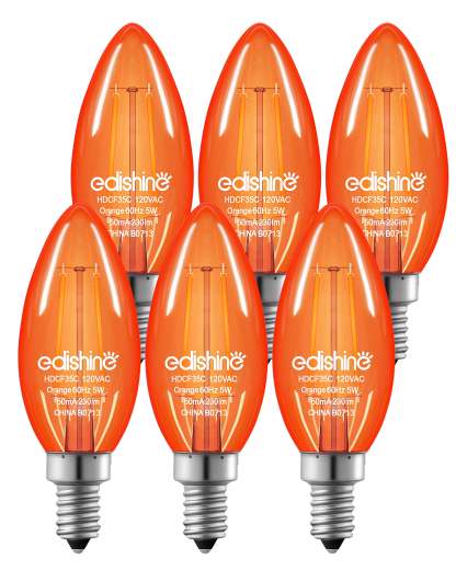 缺货下架EDISHINE 6 Pack Dimmable Orange Light Bulb-HDCF35B