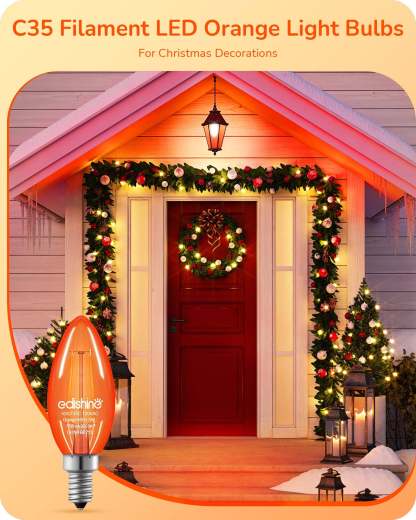 缺货下架EDISHINE 6 Pack Dimmable Orange Light Bulb-HDCF35B