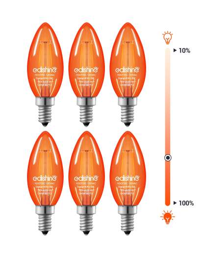 缺货下架EDISHINE 6 Pack Dimmable Orange Light Bulb-HDCF35B