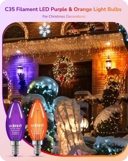 缺货下架EDISHINE 6 Pack Dimmable Purple & Orange Light Bulb-HDCF35C