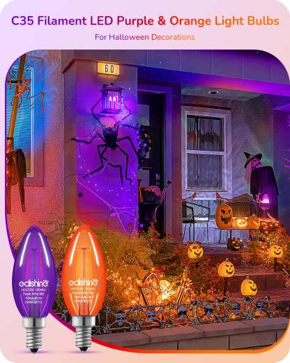 缺货下架EDISHINE 6 Pack Dimmable Purple & Orange Light Bulb-HDCF35C