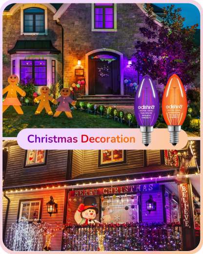 缺货下架EDISHINE 6 Pack Dimmable Purple & Orange Light Bulb-HDCF35C