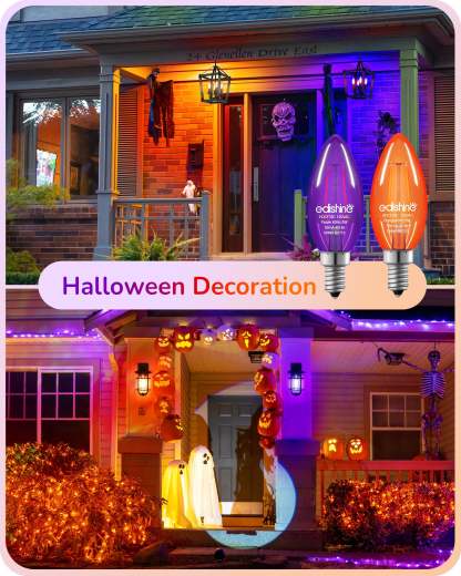缺货下架EDISHINE 6 Pack Dimmable Purple & Orange Light Bulb-HDCF35C