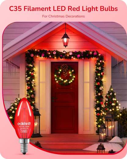 EDISHINE E12 Dimmable Red Light Bulb, 6 Pack-HDCF35F-B2B