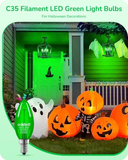 EDISHINE E12 Dimmable Green Light Bulb, 6 Pack-HDCF35G-B2B