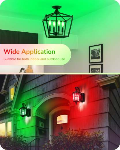缺货下架EDISHINE E12 Dimmable Red & Green Light Bulb, 6 Pack-HDCF35J