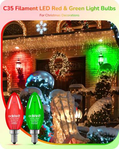 缺货下架EDISHINE E12 Dimmable Red & Green Light Bulb, 6 Pack-HDCF35J