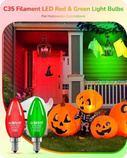 缺货下架EDISHINE E12 Dimmable Red & Green Light Bulb, 6 Pack-HDCF35J