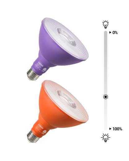 EDISHINE PAR38 Dimmable 18W(120W Equivalent) E26 Base Purple & Orange Flood Light Bulb, 2 Pack-HDCP38A-B2B