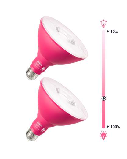 EDISHINE PAR38 Dimmable 18W(120W Equivalent) E26 Base Pink Flood Light Bulb, 2 Pack-HDCP38B