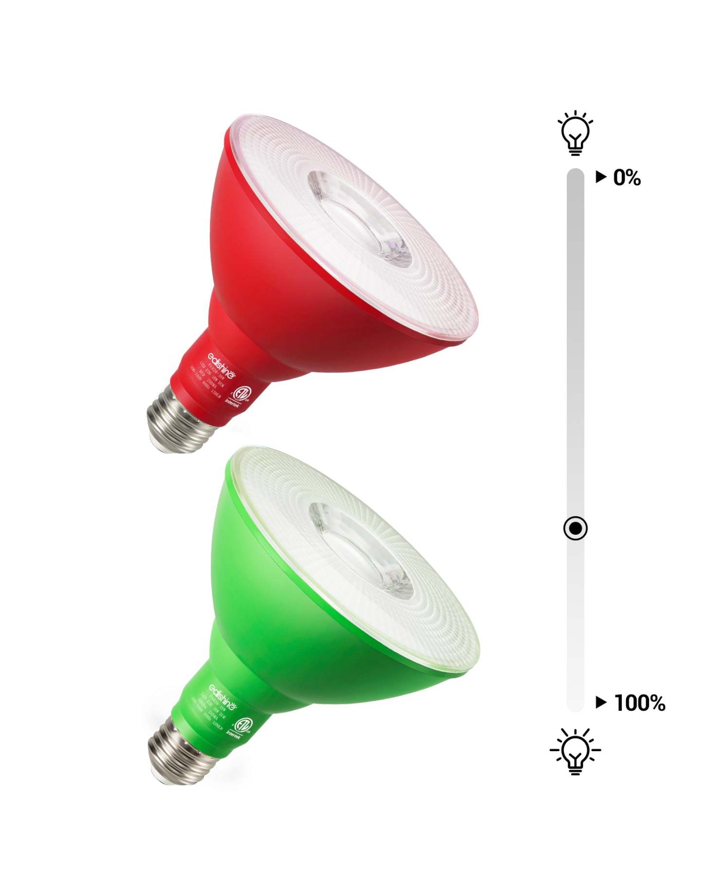 EDISHINE PAR38 Dimmable 18W(120W Equivalent) E26 Base Red & Green Flood Light Bulb, 2 Pack-HDCP38E-B2B
