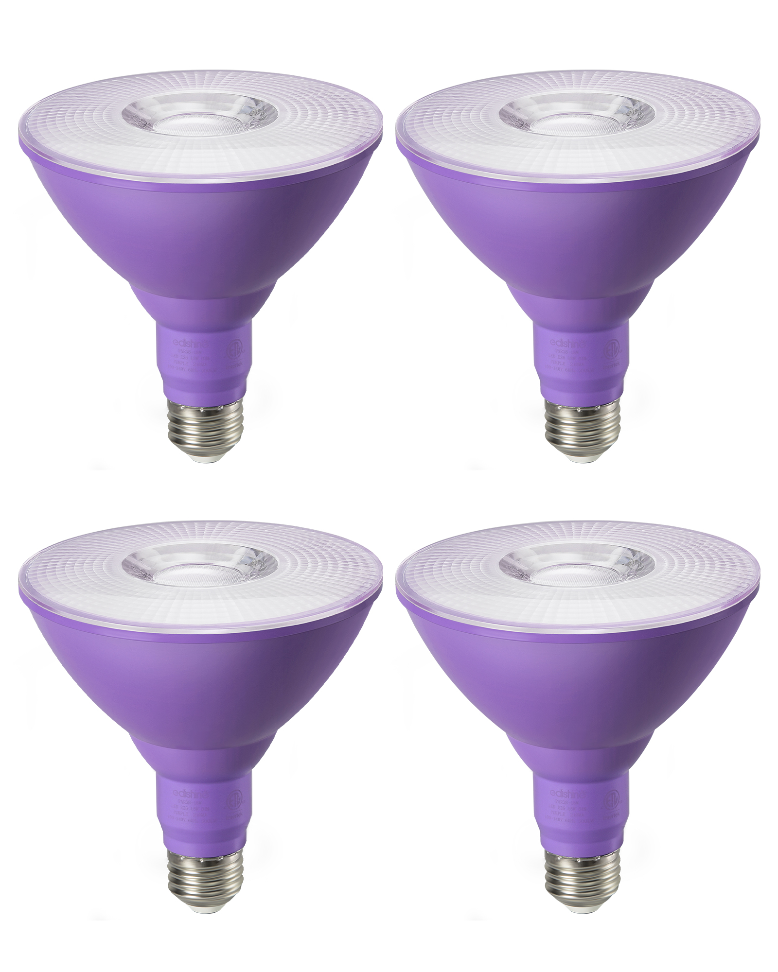 EDISHINE 4 Pack Halloween Dimmable PAR38 Purple LED Flood Light Bulbs-HDCP38F