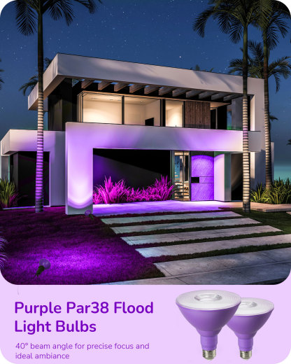 EDISHINE 4 Pack Halloween Dimmable PAR38 Purple LED Flood Light Bulbs-HDCP38F