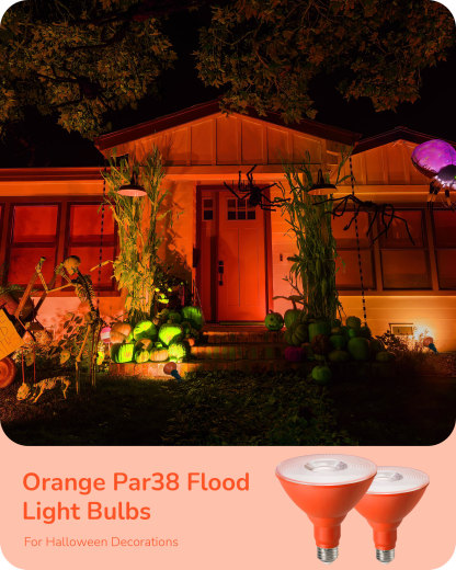 EDISHINE 4 Pack Halloween Dimmable PAR38 Orange LED Flood Light Bulbs-HDCP38G