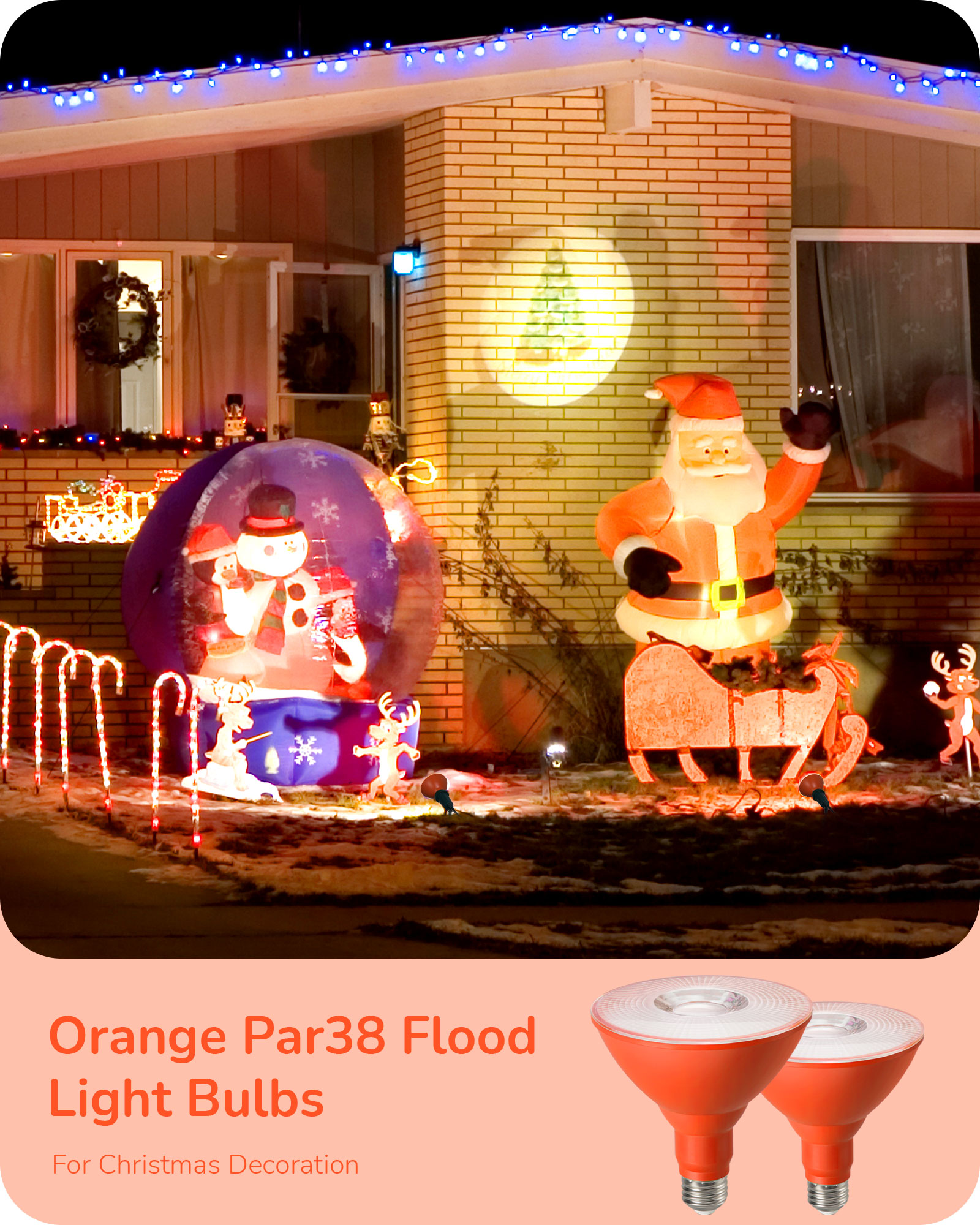 EDISHINE 4 Pack Halloween Dimmable PAR38 Orange LED Flood Light Bulbs-HDCP38G