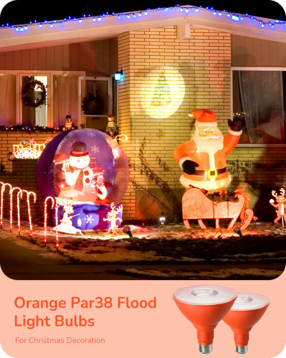 EDISHINE 4 Pack Halloween Dimmable PAR38 Orange LED Flood Light Bulbs-HDCP38G