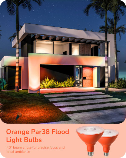 EDISHINE 4 Pack Halloween Dimmable PAR38 Orange LED Flood Light Bulbs-HDCP38G