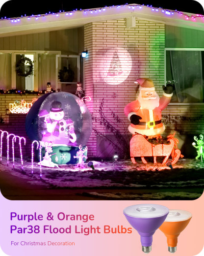 EDISHINE 4 Pack Halloween Dimmable PAR38 Purple & Orange LED Flood Light Bulbs-HDCP38H