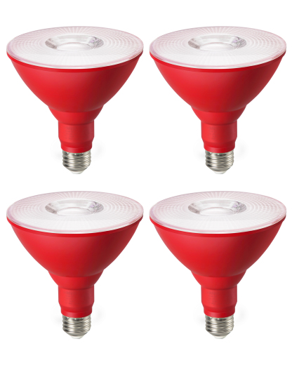 EDISHINE 4 Pack Halloween Dimmable PAR38 Red LED Flood Light Bulbs-HDCP38J