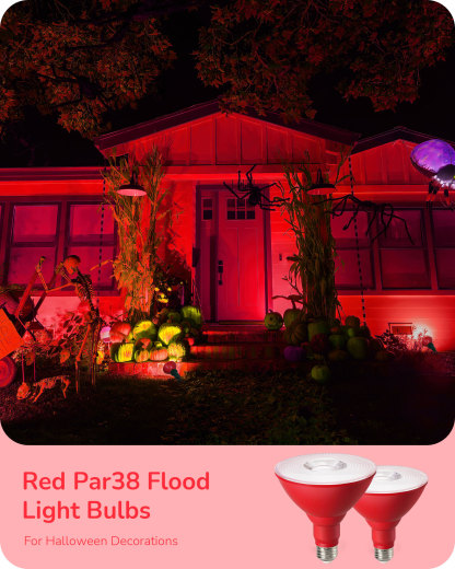EDISHINE 4 Pack Halloween Dimmable PAR38 Red LED Flood Light Bulbs-HDCP38J