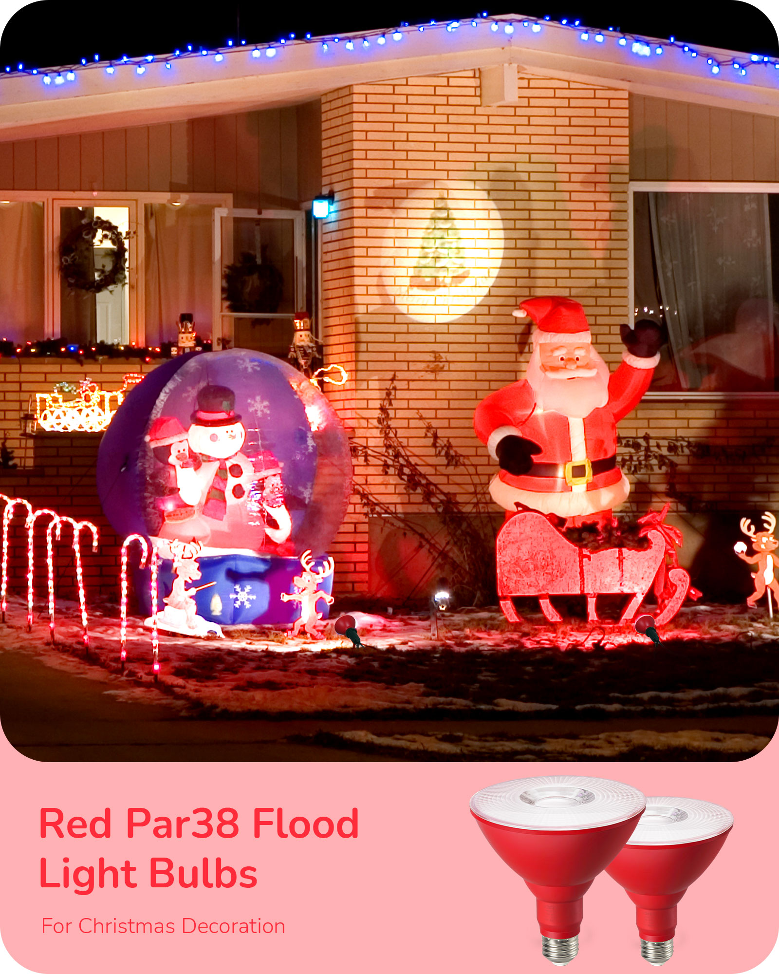 EDISHINE 4 Pack Halloween Dimmable PAR38 Red LED Flood Light Bulbs-HDCP38J