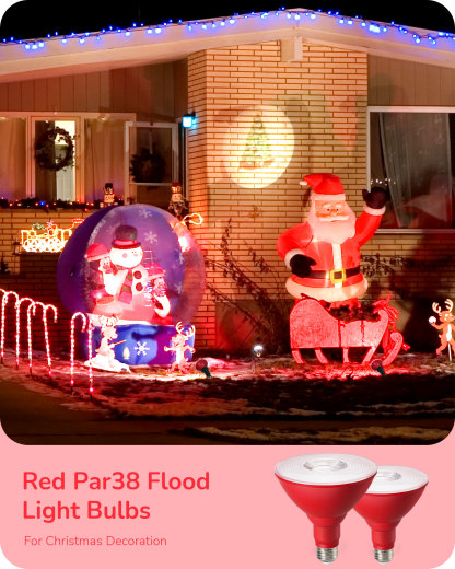 EDISHINE 4 Pack Halloween Dimmable PAR38 Red LED Flood Light Bulbs-HDCP38J