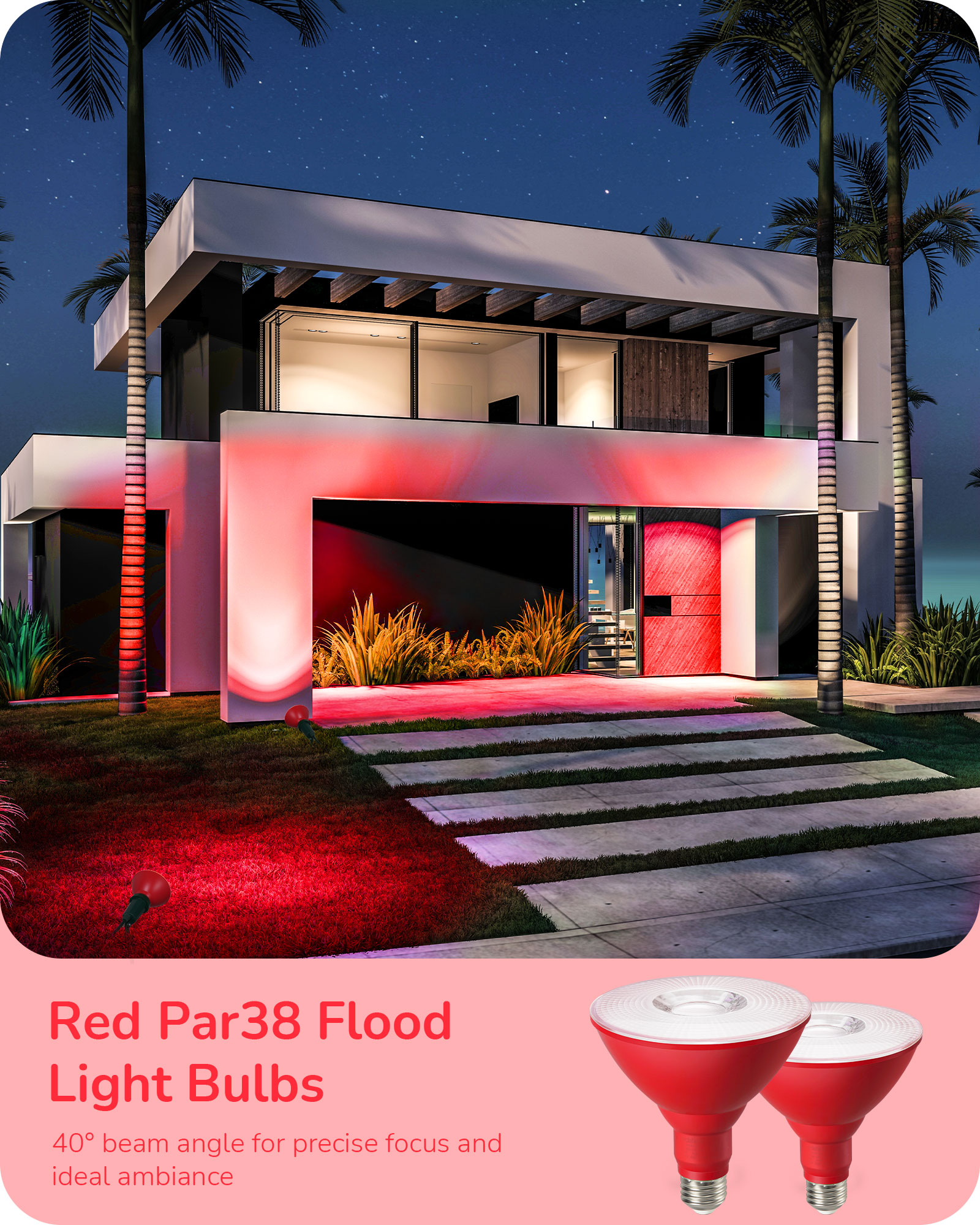 EDISHINE 4 Pack Halloween Dimmable PAR38 Red LED Flood Light Bulbs-HDCP38J