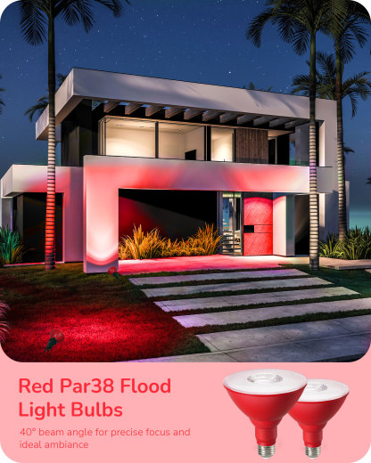 EDISHINE 4 Pack Halloween Dimmable PAR38 Red LED Flood Light Bulbs-HDCP38J