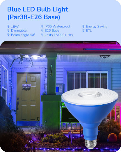 EDISHINE 4 Pack Halloween Dimmable PAR38 Blue LED Flood Light Bulbs-HDCP38K