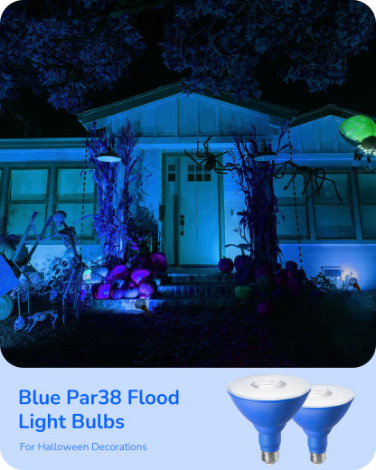 EDISHINE 4 Pack Halloween Dimmable PAR38 Blue LED Flood Light Bulbs-HDCP38K