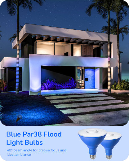 EDISHINE 4 Pack Halloween Dimmable PAR38 Blue LED Flood Light Bulbs-HDCP38K