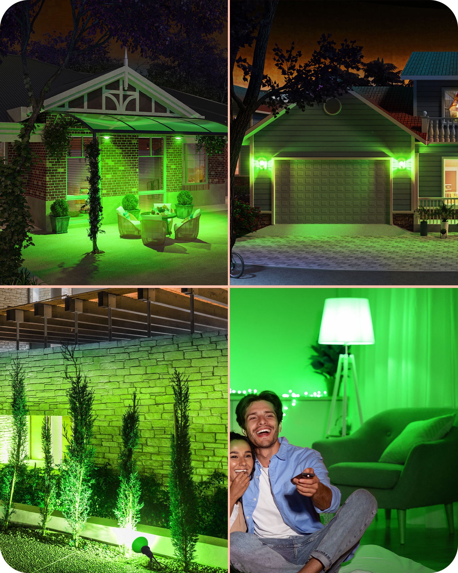 EDISHINE 4 Pack Halloween Dimmable PAR38 Green LED Flood Light Bulbs-HDCP38L
