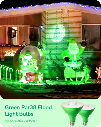 EDISHINE 4 Pack Halloween Dimmable PAR38 Green LED Flood Light Bulbs-HDCP38L