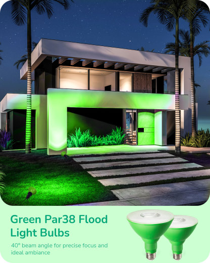 EDISHINE 4 Pack Halloween Dimmable PAR38 Green LED Flood Light Bulbs-HDCP38L
