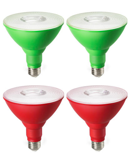EDISHINE 4 Pack Halloween Dimmable PAR38 Red & Green LED Flood Light Bulbs-HDCP38M