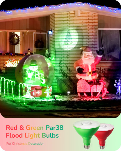 EDISHINE 4 Pack Halloween Dimmable PAR38 Red & Green LED Flood Light Bulbs-HDCP38M