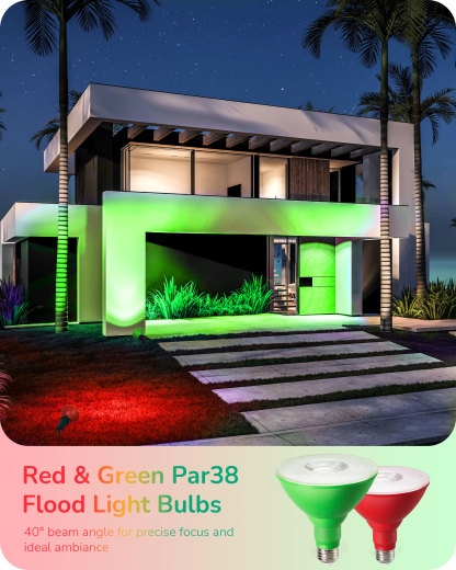 EDISHINE 4 Pack Halloween Dimmable PAR38 Red & Green LED Flood Light Bulbs-HDCP38M