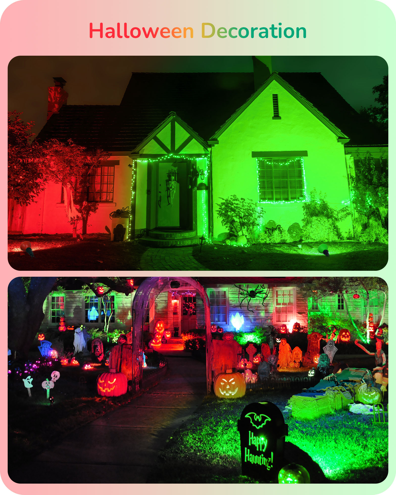 EDISHINE 4 Pack Halloween Dimmable PAR38 Red & Green LED Flood Light Bulbs-HDCP38M