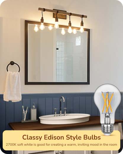 EDISHINE 6 Pack Vintage A19 Dimmable LED Bulbs-HDFA19A
