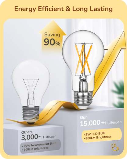 EDISHINE 6 Pack Vintage A19 Dimmable LED Bulbs-HDFA19A