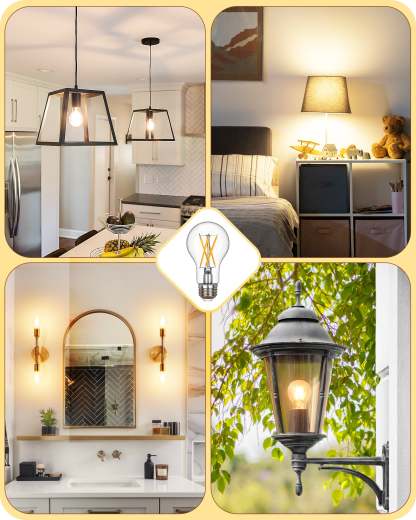 EDISHINE 6 Pack Vintage A19 Dimmable LED Bulbs-HDFA19A