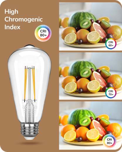 EDISHINE 8W 2700K 700LM Warm White Light Bulb, 6 Pack-HDST64C-B2B