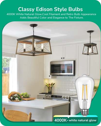 EDISHINE 8W 4000K 700LM Cool White Light ST64 Dimmable Led Light Bulb, 6 Pack-HDST64D-B2B
